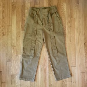 Cabi High Waisted Crop Pants With Belt